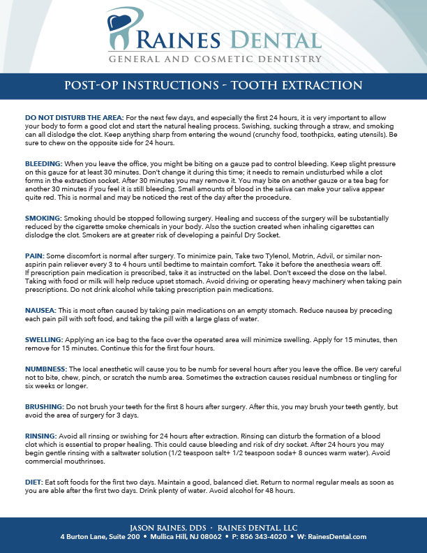 Postoperative Instructions-Tooth Extraction